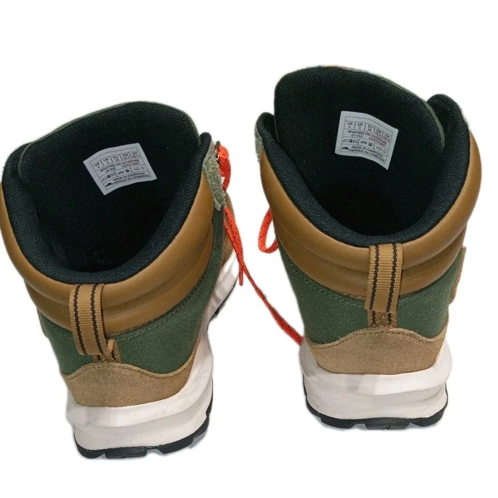 The North Face Youth Size 4 Hiking Boots Green Brown Trail Shoes Outdoor Kids